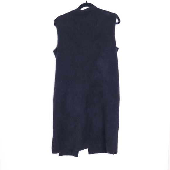 C.T.PLAGE Long Knit Racoon Wool Cardigan Black Knee Length Women's 40/US 8 - Picture 2 of 7